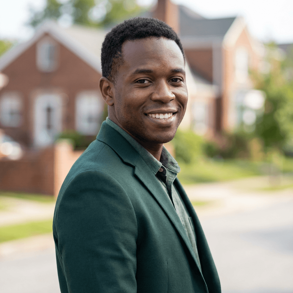 Robert Adeyemi in a neat dress shirt, approachable expression